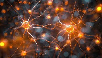 Neural Network Firing, Microscopic View, Abstract Background, Science