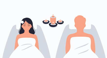 Obraz premium Serene spa retreat illustration featuring relaxation and rejuvenation