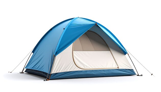 Blue Camping Tent with Open Door.