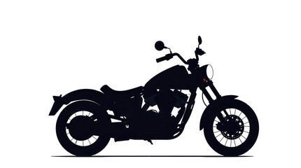 Obraz premium A striking black silhouette of a custom motorcycle displays its bold lines and distinctive features contrasting against a clean white background