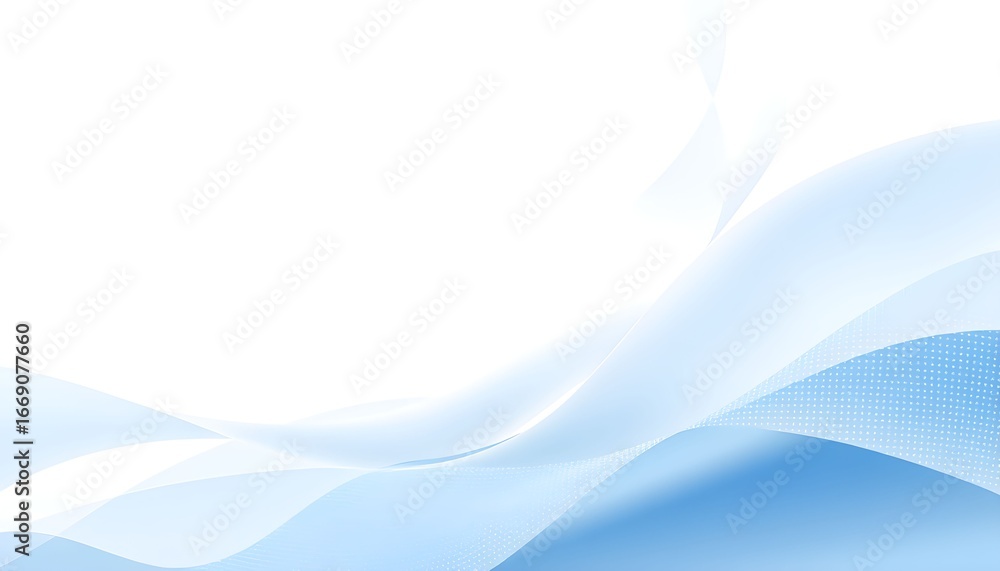 Poster abstract blue and white flowing lines create a sense of movement and depth.