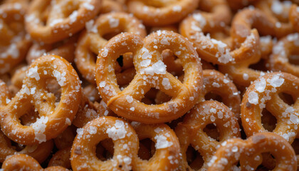 Crunchy pretzels sprinkled with coarse salt, perfect for snacking and sharing