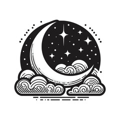 Fototapeta premium Crescent moon with cloud for night services