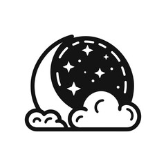 Fototapeta premium Crescent moon with cloud for night services