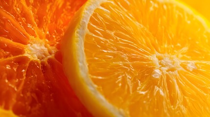 Close-up view of vibrant orange slices, showcasing intricate textures and radiant hues.