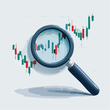 Magnifying Glass Analyzing Stock Market Chart