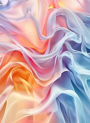 Obraz premium Pastel fabric drapes, studio shot, colorful waves, design texture, textile background
