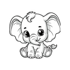 Fototapeta premium Cute baby elephant with big ears