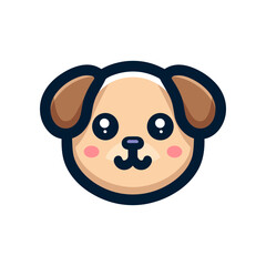 Cute cartoon dog face icon logo