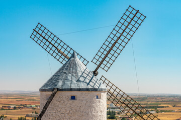 Scenic View of Consuegra Windmills in Spain Under Summer Skies