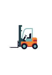 Stylized Illustration of an Orange Forklift on a White Background, for Industrial Use