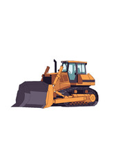 Fototapeta premium Illustration of a bulldozer ready for construction work, with its large blade and tracks visible