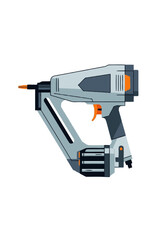 Modern Pneumatic Nail Gun Tool for Construction and Carpentry Work, Industrial Equipment Illustration