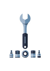 Wrench and Sockets Illustration for Maintenance and Repair