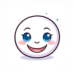 Fototapeta premium a cute cartoon style face with a round, white head and large, expressive blue eyes