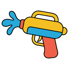 Obraz premium Plastic water gun toy icon multi colored vector isolated image