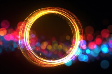 Vibrant Light Circle with Abstract Colorful Bokeh Effects for Creative Backgrounds and Designs