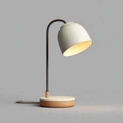 Modern desk lamp with unique design featuring speckled shade and wooden base for stylish illumination