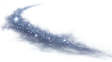 Glittering Cosmic Dust Trail against White Background for Abstract or Science-Fiction Themes