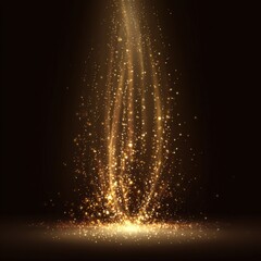 Shimmering Golden Particles in Dark Background Creating Magical Atmosphere of Light and Wonder