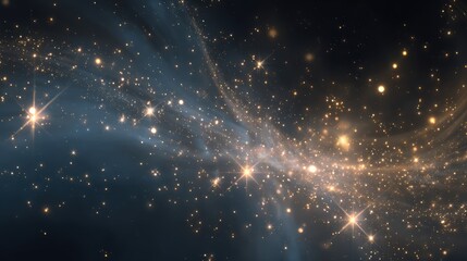 Stunning View of Cosmic Space with Bright Stars and Glowing Gas Clouds in Astounding Universe Background