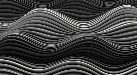 Abstract wave pattern of undulating smooth metallic lines creating a flowing dynamic visual composition