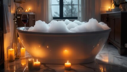 Luxurious, warm, bubble bath
