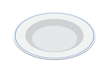 Isometric plate. Empty plate. Isometric cutlery. Isometric tableware. Vector illustration