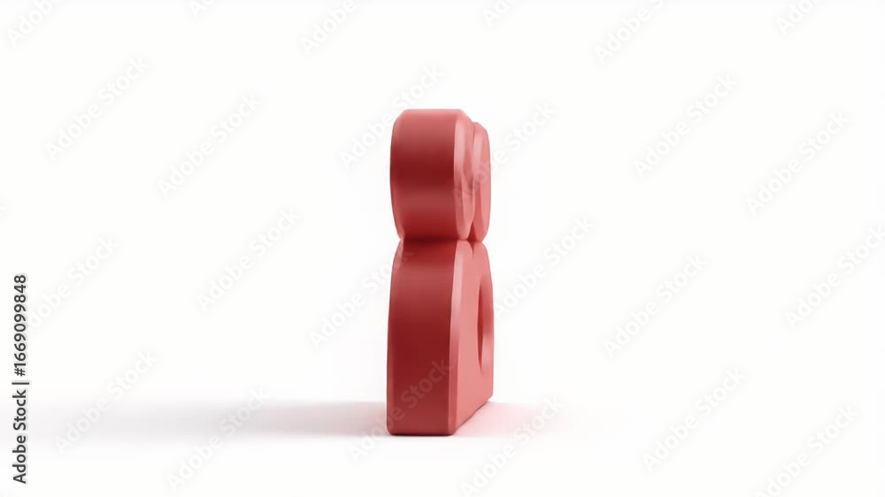 Poster dynamic red 3d couple icon animation: modern minimalist design