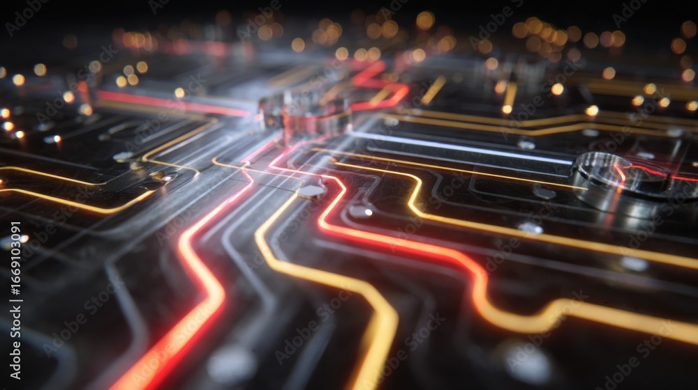 Poster a close perspective of the fluidic pathways incorporated into the chip design demonstrating the comp