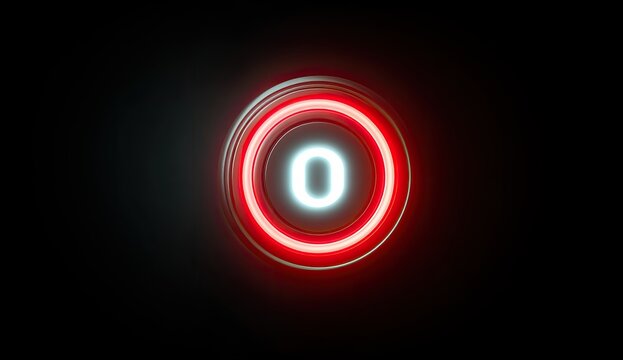 Glowing Zero Countdown, Dark Background, Futuristic Interface, Digital Timer