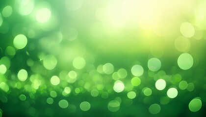 a mesmerizing green bokeh background features soft radiant circular light spots creating a dreamy visual effect