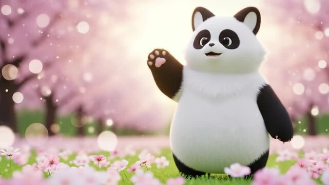 fat panda cartoon with chinese new year celebration
