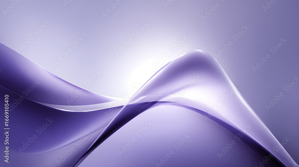 Poster A dynamic interplay of smooth, flowing lines creates a captivating abstract design in shades of purple and white.
