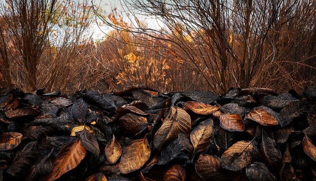 hojas quemadas naturaleza despues del incendio recurso grafico fondo