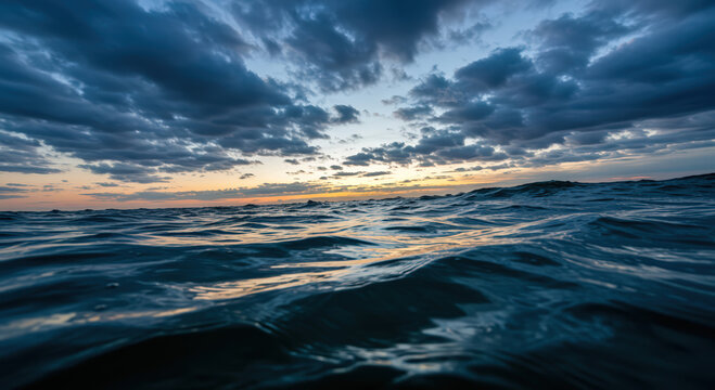 sunset over the sea -the ocean - sea level photograph