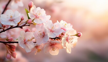 Obraz premium delicate peach and white blossoms against a soft backdrop