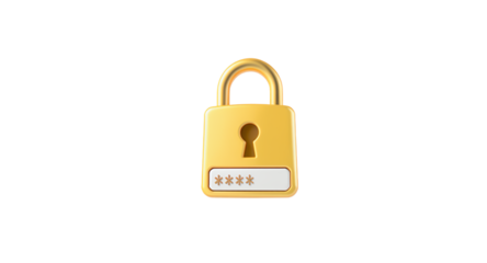 3D Render of a Gold Padlock with Password Input, Security Concept Illustration for Website, App, or Presentation
