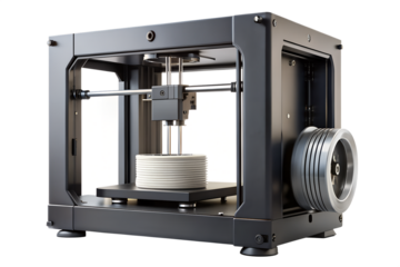 3d printer with filament spool, isolated on transparent background