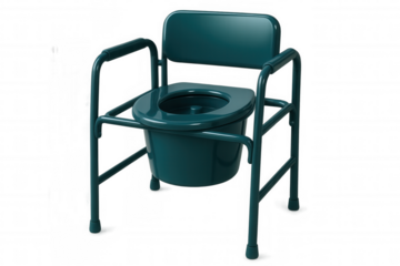 Teal portable medical toilet chair, 3d rendered, transparent background, supporting mobility and personal care needs