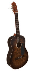 Fototapeta premium Classical brown guitar with wooden body 3d render