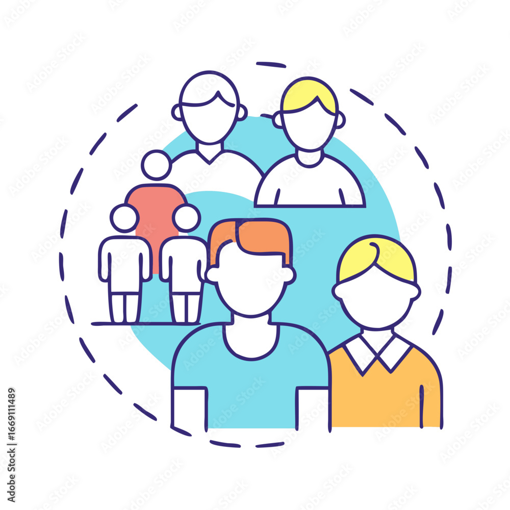 Poster conceptual representation of a diverse community network with a social circle of people