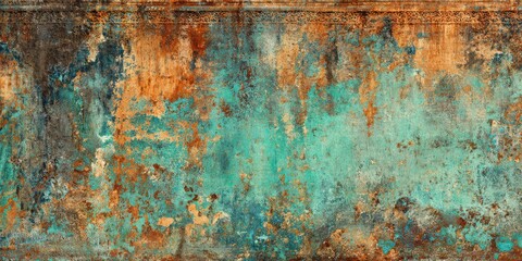 Aged teal and orange wall texture
