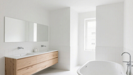Modern bathroom with white tiles