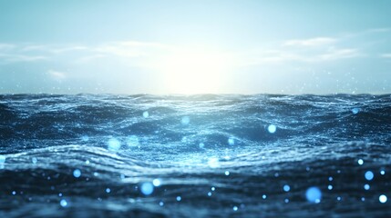 Ocean Waves Background Sparkling Blue Water Surface