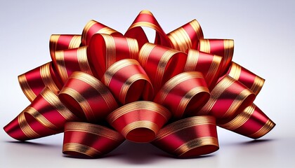 red and gold decorative bow for holiday gift wrapping art