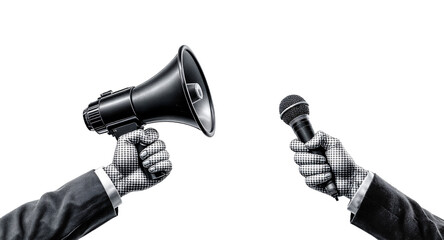 Concept of communication megaphone and microphone