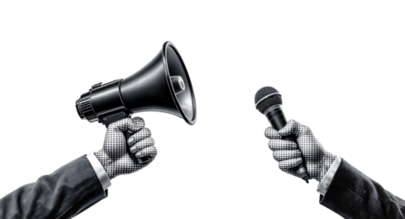 Concept of communication megaphone and microphone