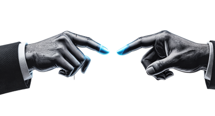 Conceptual Art Abstract Digital Painting of Interconnected Fingers with Energy Bolt, Symbolizing Synergy, Connection, and Power Transfer