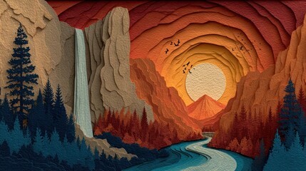 Layered papercut Yosemite